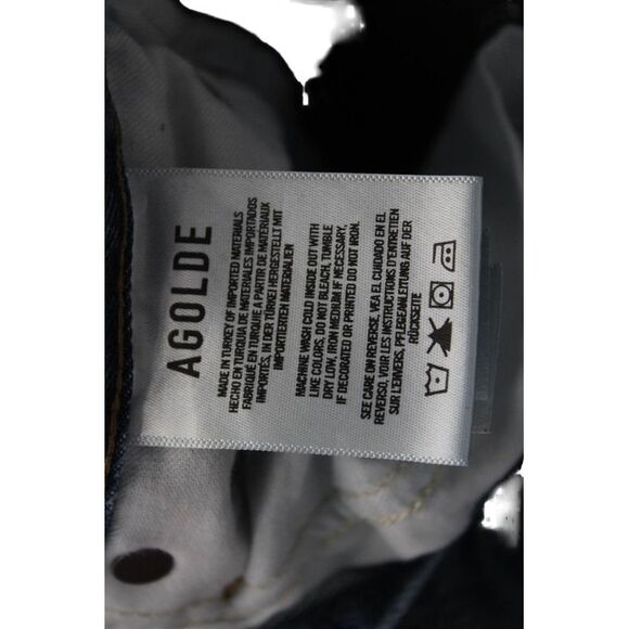 Agolde Womens Cotton Button Closure High Waisted Distressed Jeans Blue Size 24 - Picture 5 of 6